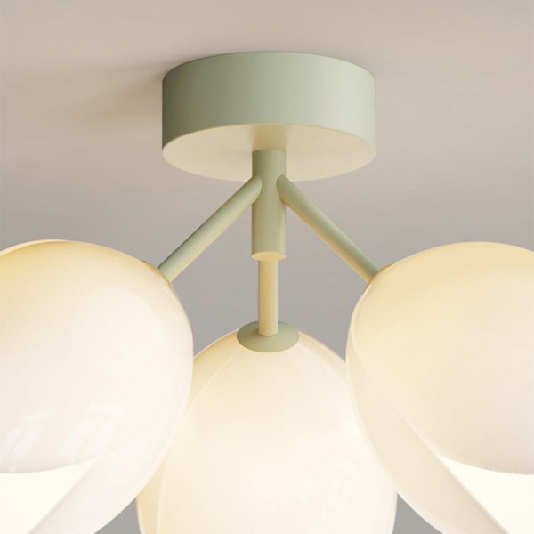 Contemporary Nordic Dome Tulip Flower Iron PE Lampshade LED Semi-Flush Mount Ceiling Light For Hallways - Image 8