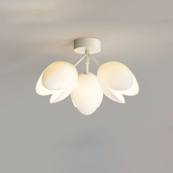 Contemporary Nordic Dome Tulip Flower Iron PE Lampshade LED Semi-Flush Mount Ceiling Light For Hallways - Image 22