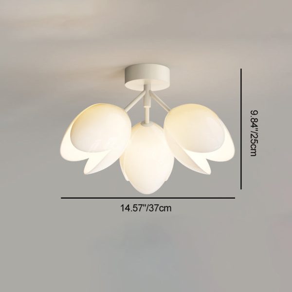Contemporary Nordic Dome Tulip Flower Iron PE Lampshade LED Semi-Flush Mount Ceiling Light For Hallways - Image 5