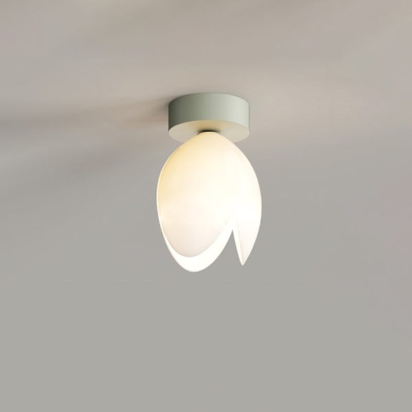 Contemporary Nordic Dome Tulip Flower Iron PE Lampshade LED Semi-Flush Mount Ceiling Light For Hallways - Image 18