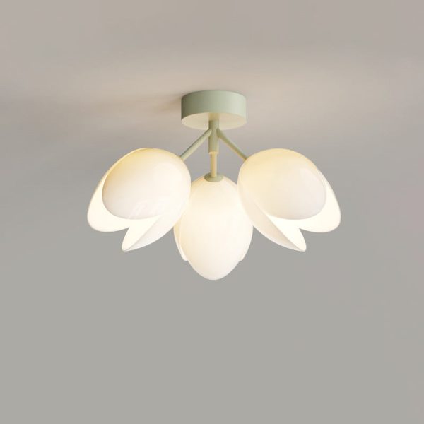 Contemporary Nordic Dome Tulip Flower Iron PE Lampshade LED Semi-Flush Mount Ceiling Light For Hallways - Image 23
