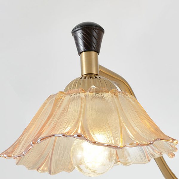 Traditional French Flower Iron Solid Wood Glass 4 - Light Chandelier Island Light For Dining Room - Image 6