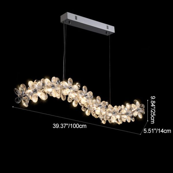 Contemporary Nordic Curve Flowers Crystal Hardware LED Chandelier Island Light For Dining Room - Image 4