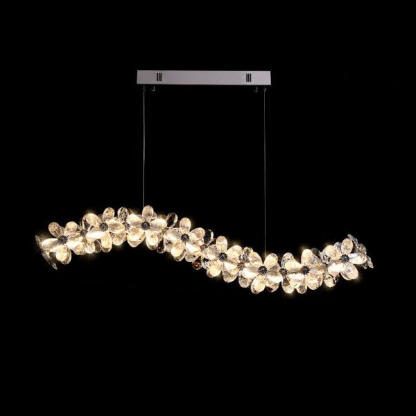 Contemporary Nordic Curve Flowers Crystal Hardware LED Chandelier Island Light For Dining Room - Image 10