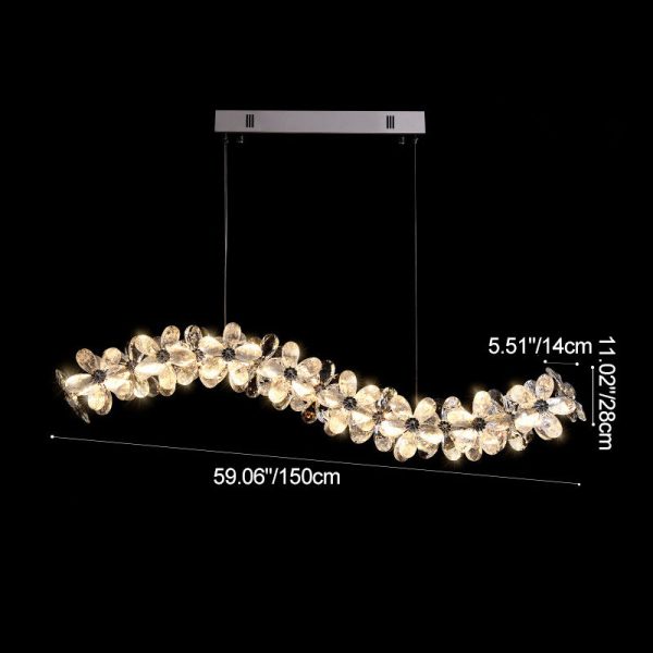 Contemporary Nordic Curve Flowers Crystal Hardware LED Chandelier Island Light For Dining Room - Image 6