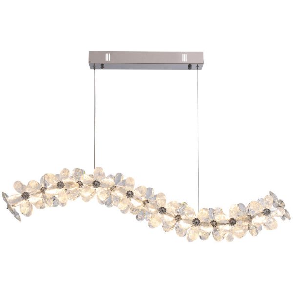 Contemporary Nordic Curve Flowers Crystal Hardware LED Chandelier Island Light For Dining Room - Image 11