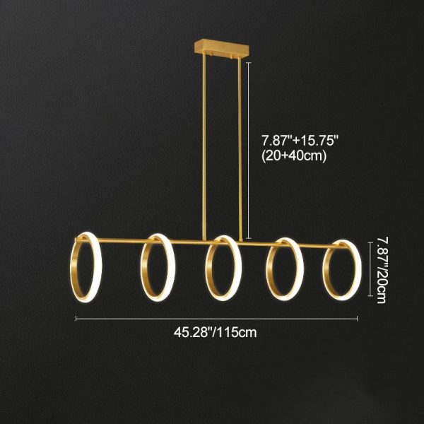Contemporary Scandinavian Straight Line Circle Copper Silicone LED Chandelier Island Light For Dining Room - Image 8