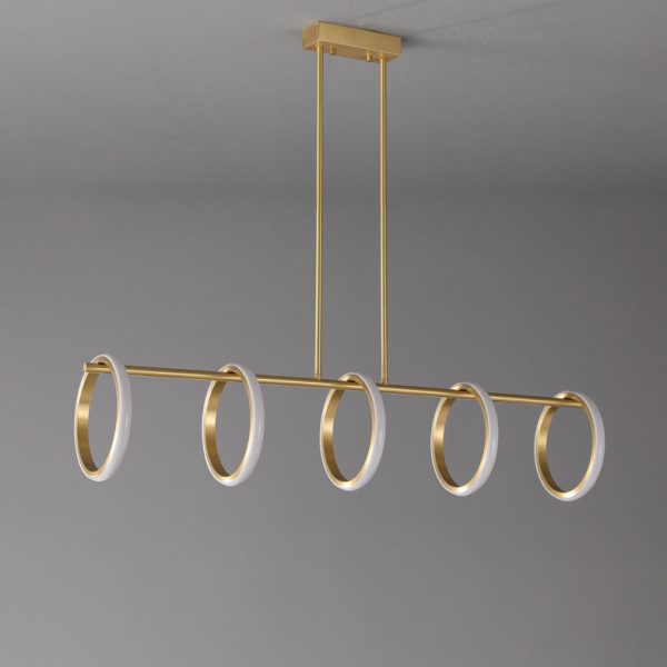 Contemporary Scandinavian Straight Line Circle Copper Silicone LED Chandelier Island Light For Dining Room - Image 14