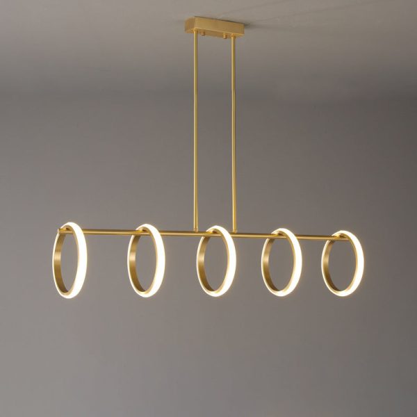 Contemporary Scandinavian Straight Line Circle Copper Silicone LED Chandelier Island Light For Dining Room - Image 15