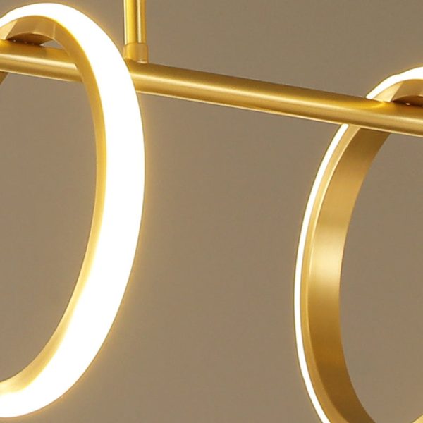 Contemporary Scandinavian Straight Line Circle Copper Silicone LED Chandelier Island Light For Dining Room - Image 6