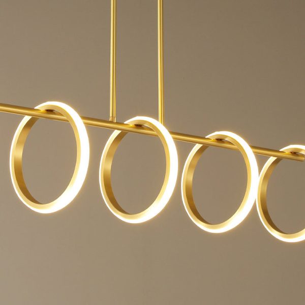 Contemporary Scandinavian Straight Line Circle Copper Silicone LED Chandelier Island Light For Dining Room - Image 7