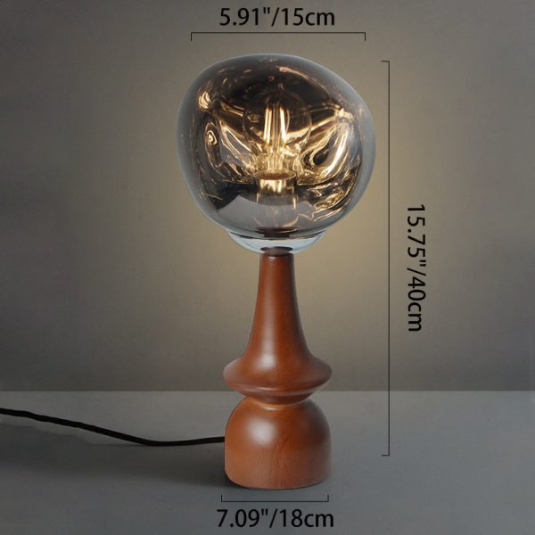 Contemporary Scandinavian Lava Irregular Round Solid Wood Acrylic 1 - Light Table Lamp For Living Room - Image 4