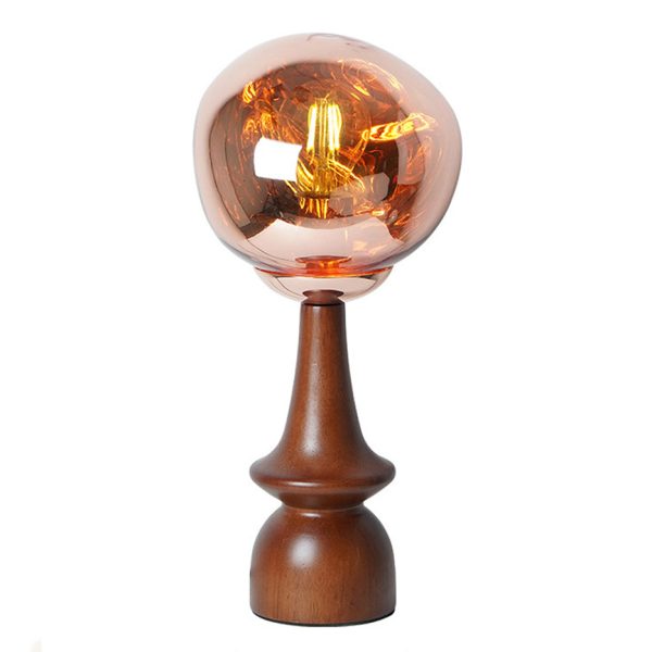 Contemporary Scandinavian Lava Irregular Round Solid Wood Acrylic 1 - Light Table Lamp For Living Room - Image 26