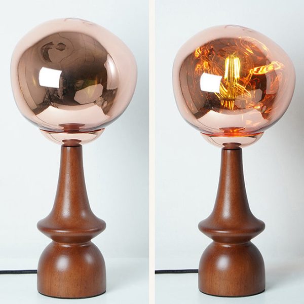 Contemporary Scandinavian Lava Irregular Round Solid Wood Acrylic 1 - Light Table Lamp For Living Room - Image 23
