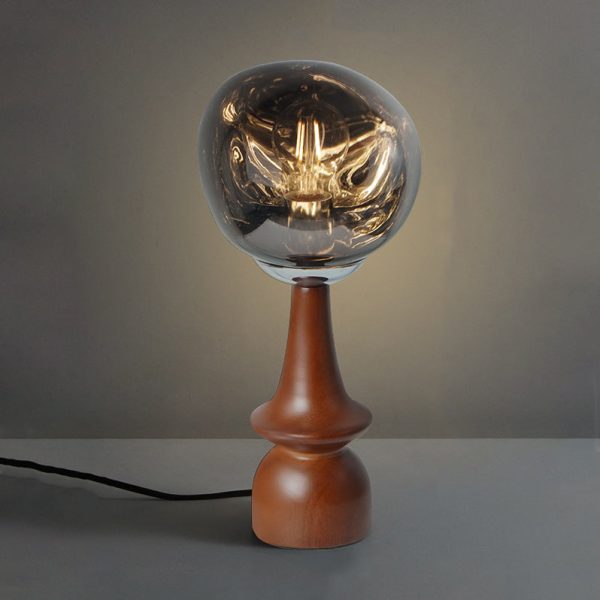 Contemporary Scandinavian Lava Irregular Round Solid Wood Acrylic 1 - Light Table Lamp For Living Room - Image 18