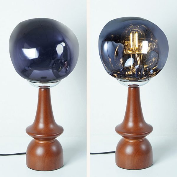 Contemporary Scandinavian Lava Irregular Round Solid Wood Acrylic 1 - Light Table Lamp For Living Room - Image 25