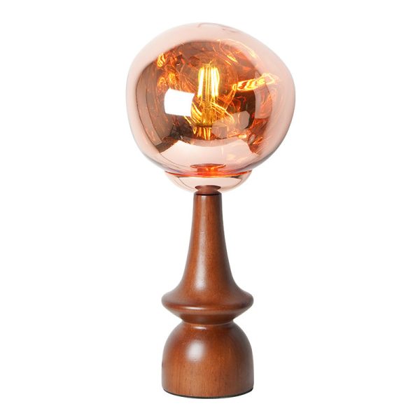 Contemporary Scandinavian Lava Irregular Round Solid Wood Acrylic 1 - Light Table Lamp For Living Room - Image 27