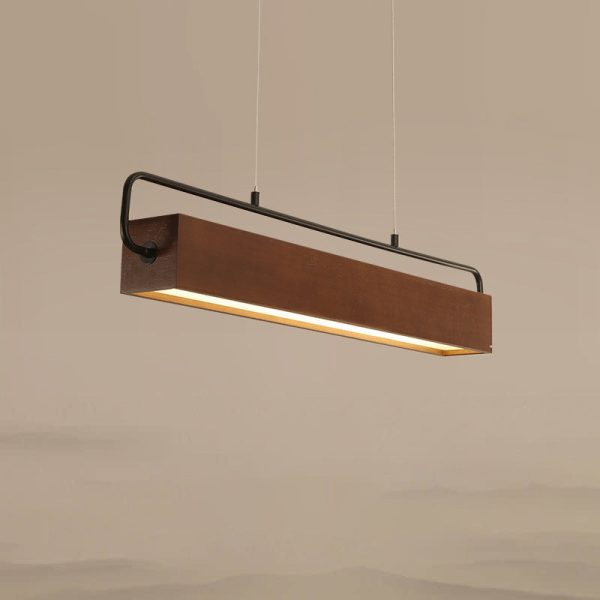 Traditional Chinese Cuboid Solid Wood Acrylic Iron LED Chandelier Island Light For Dining Room - Image 14