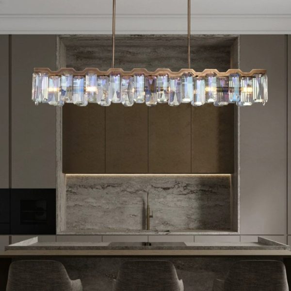 Modern Luxury Hardware Block Crystal Lampshade 4/6 - Light Island Light Chandelier For Dining Room - Image 2