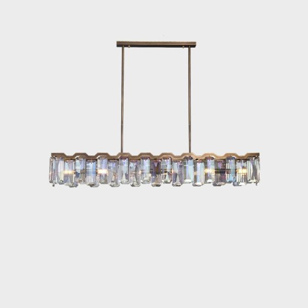 Modern Luxury Hardware Block Crystal Lampshade 4/6 - Light Island Light Chandelier For Dining Room - Image 6