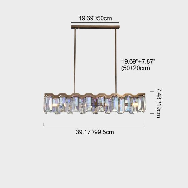 Modern Luxury Hardware Block Crystal Lampshade 4/6 - Light Island Light Chandelier For Dining Room - Image 3