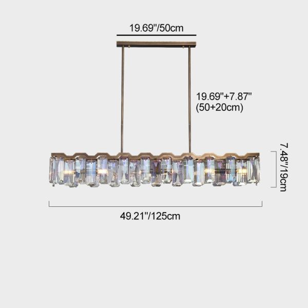 Modern Luxury Hardware Block Crystal Lampshade 4/6 - Light Island Light Chandelier For Dining Room - Image 4