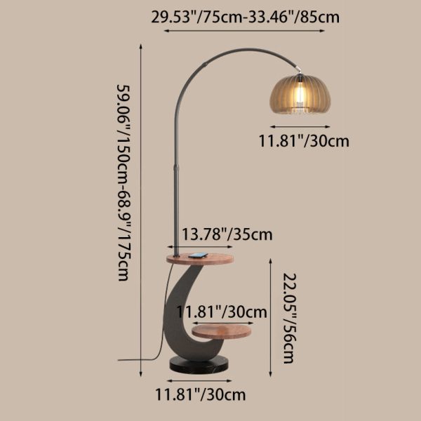 Contemporary Nordic Pumpkin Wood Lampshade Iron 1 - Light Standing Floor Lamp For Living Room - Image 4