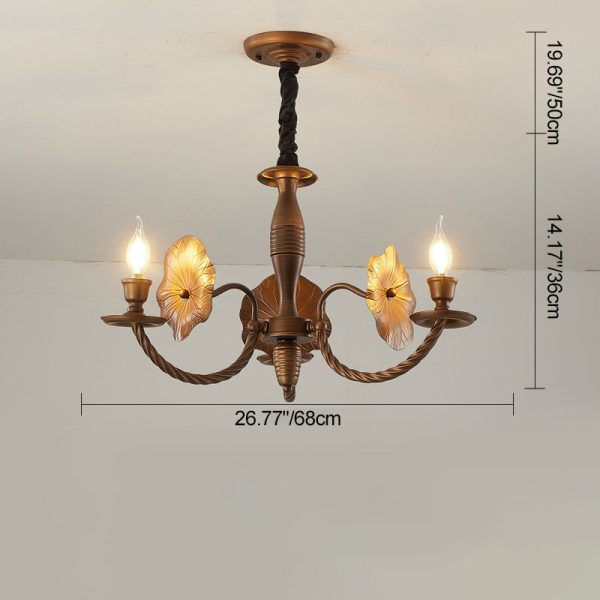 Traditional French Petunia Curved Branch Copper Glass 3/5/6/8 - Light Chandelier For Living Room - Image 4