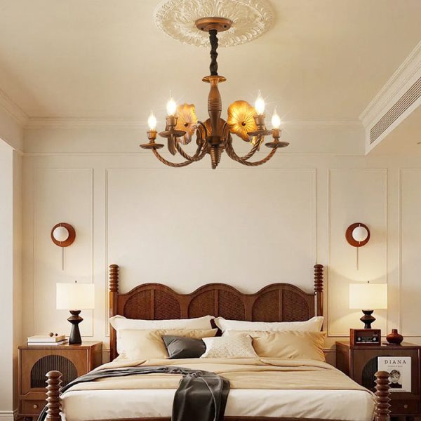Traditional French Petunia Curved Branch Copper Glass 3/5/6/8 - Light Chandelier For Living Room - Image 2