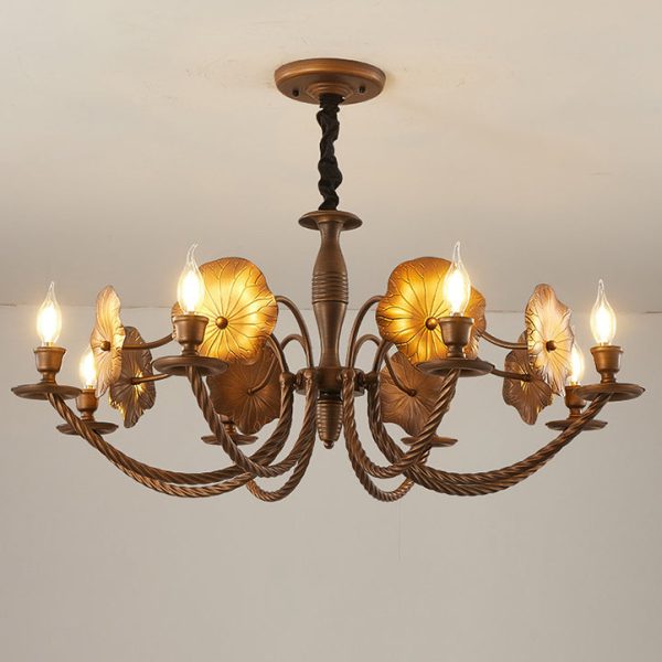 Traditional French Petunia Curved Branch Copper Glass 3/5/6/8 - Light Chandelier For Living Room - Image 16