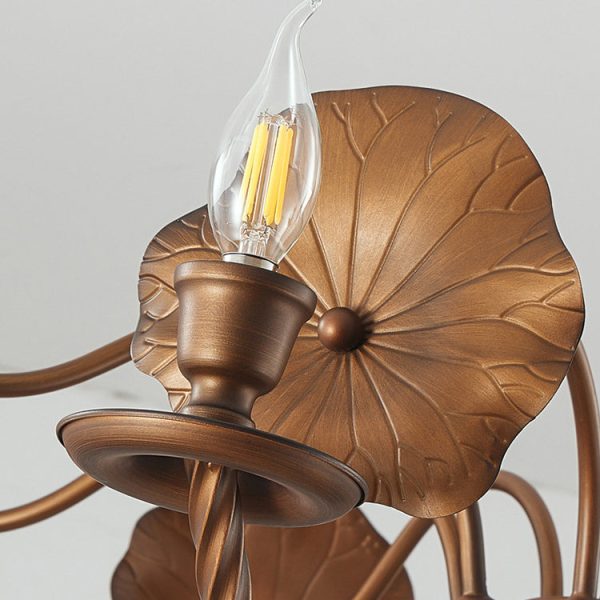Traditional French Petunia Curved Branch Copper Glass 3/5/6/8 - Light Chandelier For Living Room - Image 10