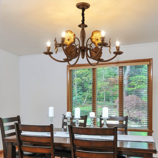 Traditional French Petunia Curved Branch Copper Glass 3/5/6/8 - Light Chandelier For Living Room - Image 13