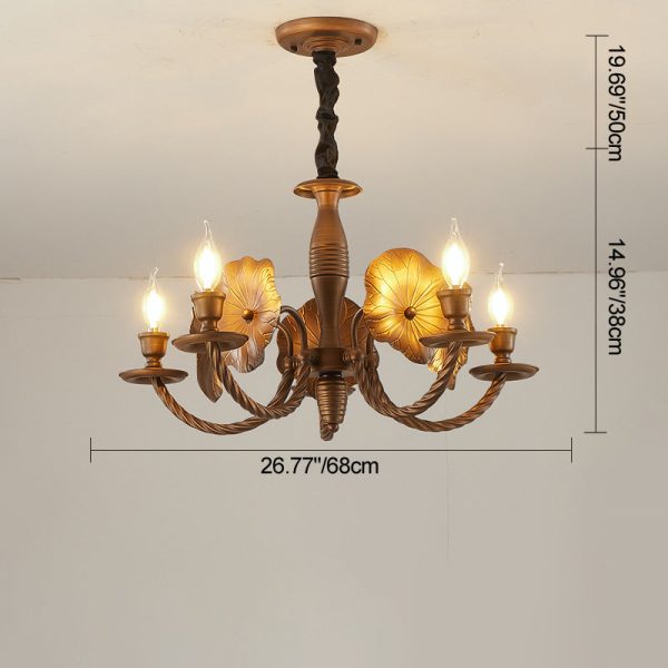 Traditional French Petunia Curved Branch Copper Glass 3/5/6/8 - Light Chandelier For Living Room - Image 5