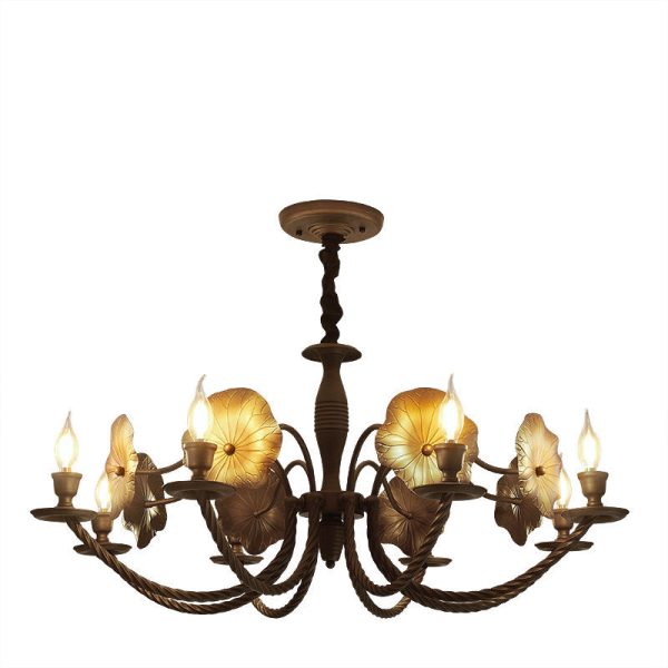 Traditional French Petunia Curved Branch Copper Glass 3/5/6/8 - Light Chandelier For Living Room - Image 20
