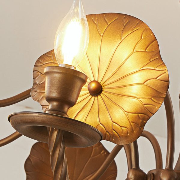 Traditional French Petunia Curved Branch Copper Glass 3/5/6/8 - Light Chandelier For Living Room - Image 9