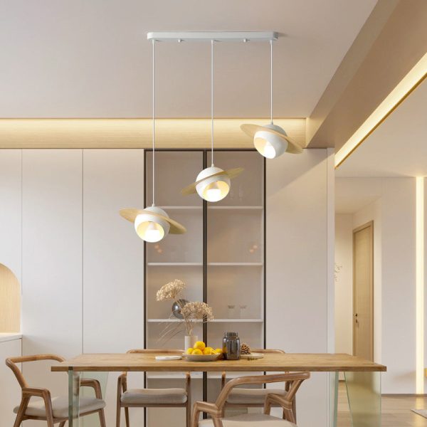 Contemporary Nordic UFO Shape Iron Aluminum 3 - Light Chandelier For Dining Room