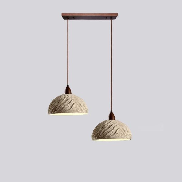 Traditional Japanese Semicircle Cement Wood 1/2/3 - Light Chandelier For Dining Room - Image 13