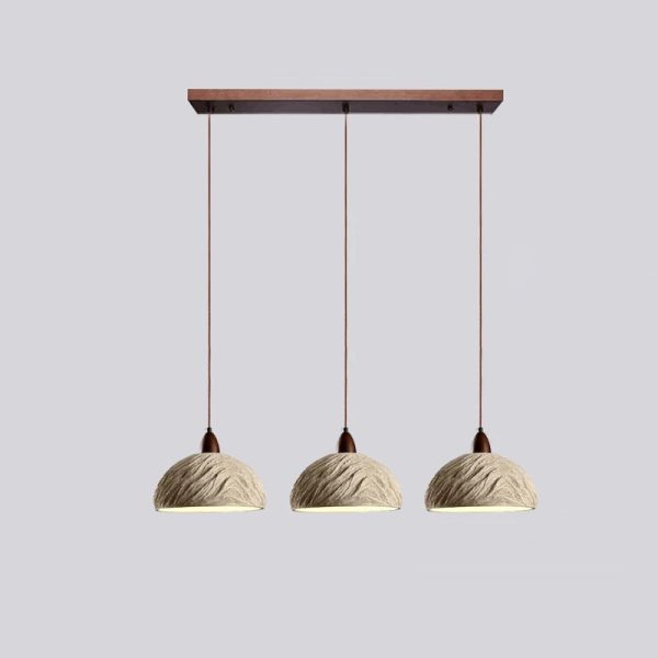 Traditional Japanese Semicircle Cement Wood 1/2/3 - Light Chandelier For Dining Room - Image 14