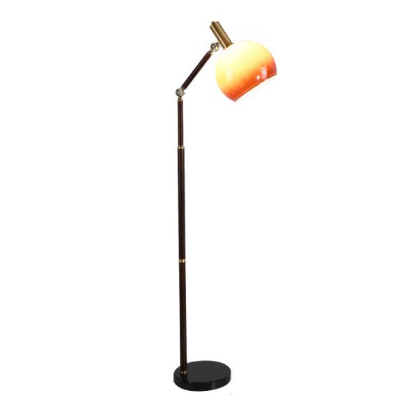 Contemporary Retro Semicircle Round Base Bendable Rubber Wood Marble Glass 1 - Light Standing Floor Lamp For Living Room - Image 8