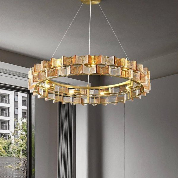 Modern Luxury Round Glass Iron 6/9/12 - Light Chandelier For Dining Room