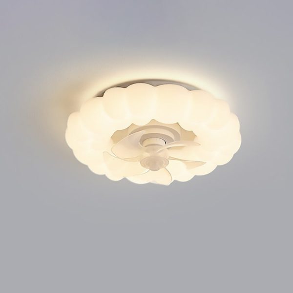 Contemporary Nordic Cream Round Clouds Hardware PE LED Flush Mount Ceiling Fan Light For Bedroom - Image 10