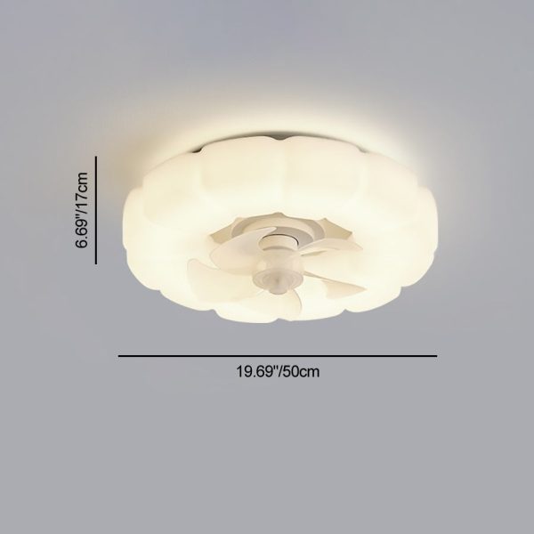 Contemporary Nordic Cream Round Clouds Hardware PE LED Flush Mount Ceiling Fan Light For Bedroom - Image 5