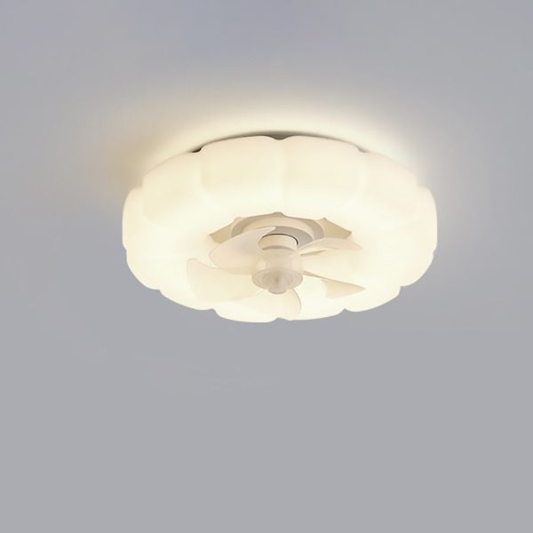 Contemporary Nordic Cream Round Clouds Hardware PE LED Flush Mount Ceiling Fan Light For Bedroom - Image 9