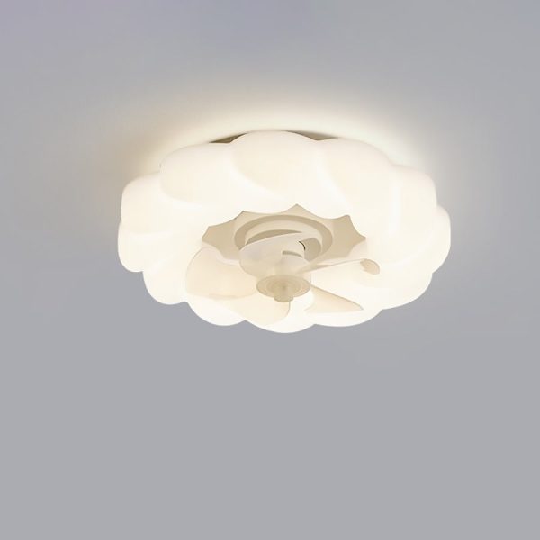 Contemporary Nordic Cream Round Clouds Hardware PE LED Flush Mount Ceiling Fan Light For Bedroom - Image 11