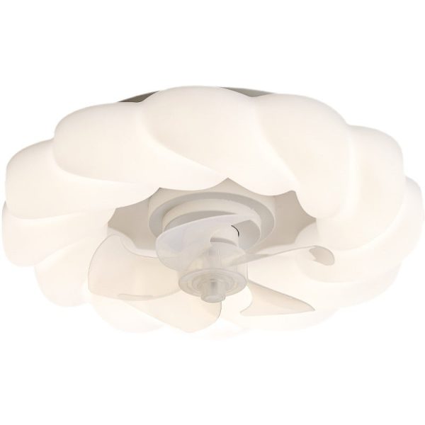 Contemporary Nordic Cream Round Clouds Hardware PE LED Flush Mount Ceiling Fan Light For Bedroom - Image 12