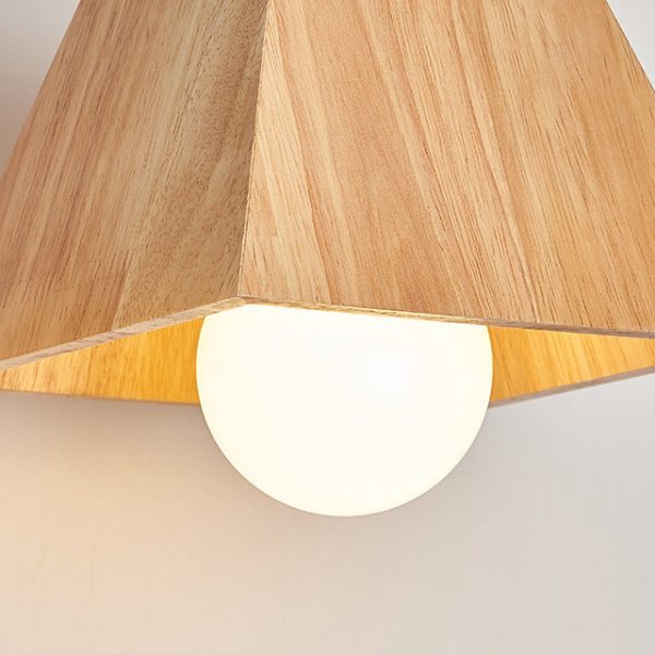 Traditional Japanese Trapezoid Orb Rubber Wood 1/3 - Light Chandelier For Dining Room - Image 9
