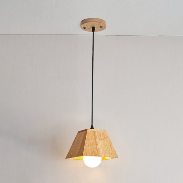 Traditional Japanese Trapezoid Orb Rubber Wood 1/3 - Light Chandelier For Dining Room - Image 19