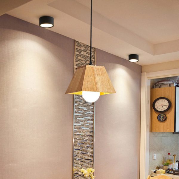 Traditional Japanese Trapezoid Orb Rubber Wood 1/3 - Light Chandelier For Dining Room - Image 11