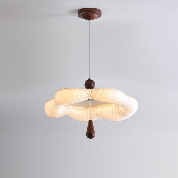 Traditional French Iron Fabric Irregular Corrugated Edge LED Chandelier For Dining Room - Image 7