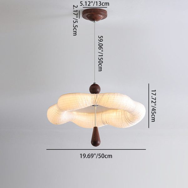 Traditional French Iron Fabric Irregular Corrugated Edge LED Chandelier For Dining Room - Image 4